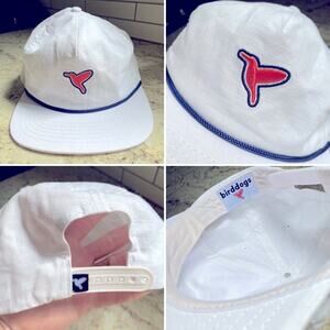 Birddogs White Navy Pink Snap Back Hat EUC